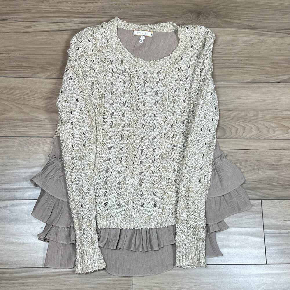 ERI ALI ANTHROPOLOGIE SIZE‎ S small SWEATER baige long sleeve top